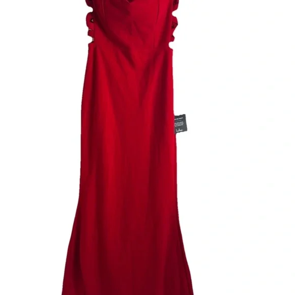 Lulus Red Strapless Gown Dress S NWT Side Cutout Formal Maxi Evening Prom - Picture 7 of 7